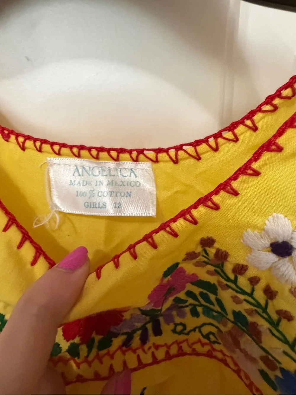 Kids Yellow Embroidered Floral Dress